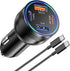 65W 4-Port USB C Car Charger Fast Charging, iPhone 15/15 Pro Max Adapter with 6FT USB C to C Cable