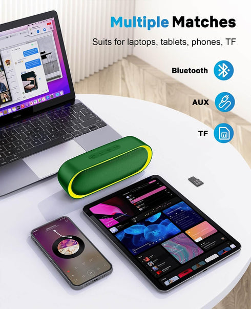 LENRUE Waterproof Bluetooth Speakers, Portable TWS Speakers with 24 Playtime & Stereo Sound for Home & Outdoor - Green