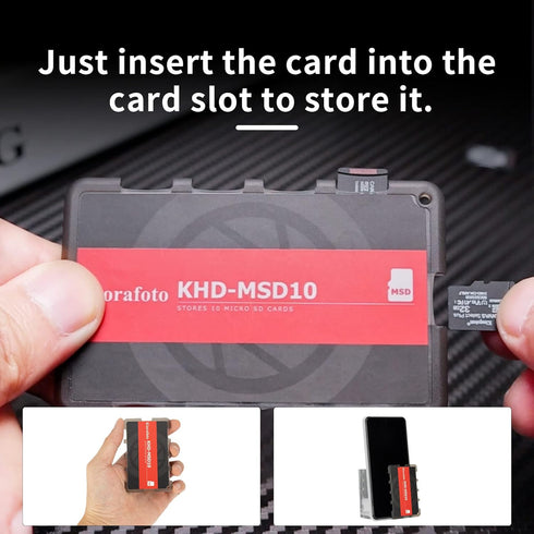 Kiorafoto KHD-MSD10 Portable Slim Credit Card Size Memory Card Case, 10 Slots for TF MSD Microsd Cards