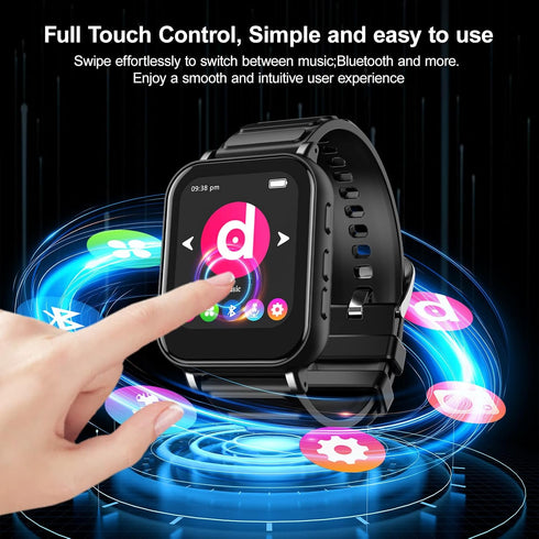 Aeheqkl MP3 5.0,32GB Earphones,1.69'' MP3 Player with Bluetooth Touchscreen Music Player with Detachable Strap,Built