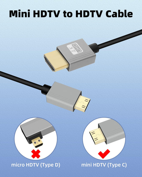 4K/60Hz 18Gbps 3D, 3D, GELRHONR Mini HDTV Coiled Cable, Thin Mini HDTV Cable Short Support for DSLR Camera Camcorder