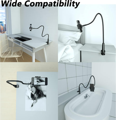 MAGIPEA 17/16 15, 14 3.5-7" 34in) Cell Phone Clip Bed Stand Holder, with Grip Flexible Long Arm Gooseneck Bracket Mount