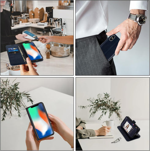 MONASAY Wallet Case for iPhone X/iPhone Xs, 5.8-inch, RFID Blocking Flip Folio Leather Cover with Credit Card Holder