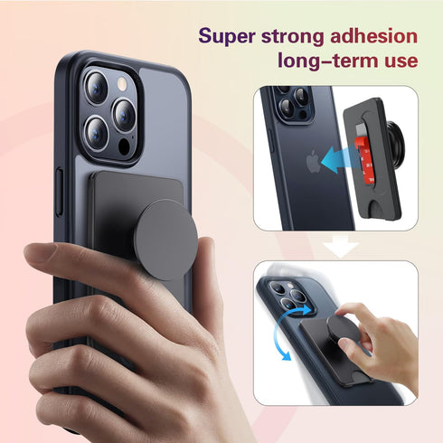 3PCS Detachable Sticky Plastic Part Strips Replacement for Pops Wallet+, Adhesive Base with Extra 3Pack 3M Tapes Black