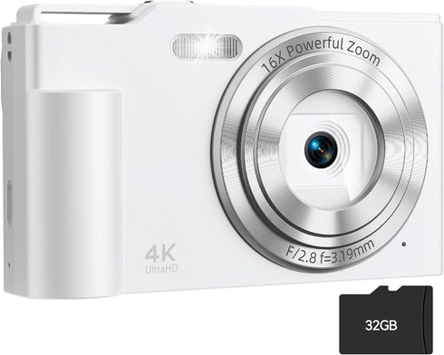 Krlun Digital Camera, FHD 4K Digital Point and Shoot Camera with 16X Zoom