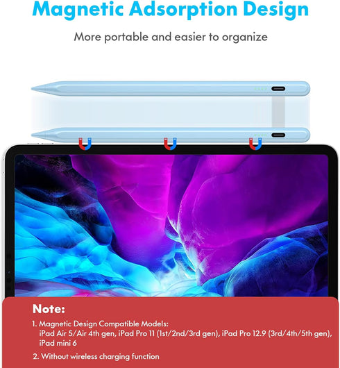 Stylus Pen for iPad 2024-2018 with Faster Charge, Tilt Sensor, Battery Indicators for Apple iPad Pro M4 2024, iPad Air