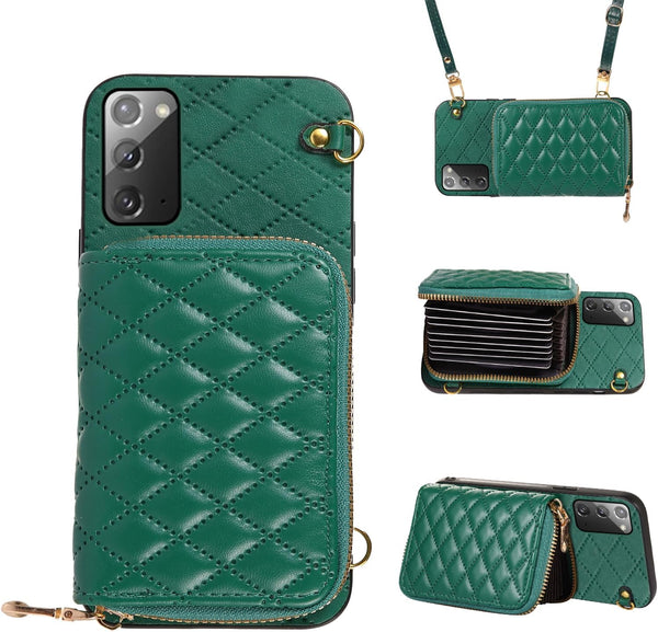 Furiet Detachable Crossbody Wallet Case for Samsung Galaxy Note 20 5G, Multi Card Slots, PU Leather Cover - Green