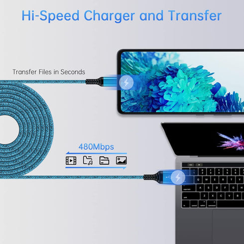 USB A to USB C Charger Cable Long 10FT/3Pack for Car, Fast Charging for iPhone 15/15 Pro/15 Pro Max/15 Plus, Android