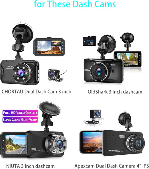 Dash Cam Mount for CHORTAU/OldShark/NIUTA/Apexcam, Suction Cup Mount, Easy to Install, 2 Pcs