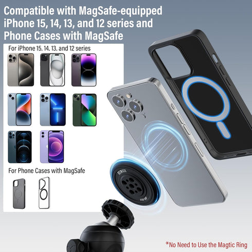 Sirui 3 15, 14, 13, 12 Magnetic Phone Tripod Mount Adapter with Adhesive Rings Compatible with MagSafe for iPhone