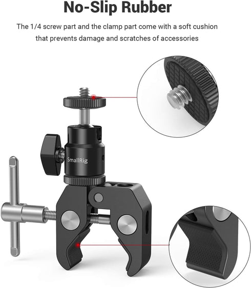 SmallRig Super Clamp Mount with Mini Ball Head, Hot Shoe Adapter for LCD Field Monitor