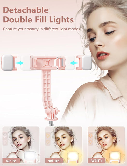 Pnitri 45'' 15 Max/15/14 Pro/14/13, S22/ S23 Selfie Stick with Light, Selfie Stick Tripod with Wireless Remote