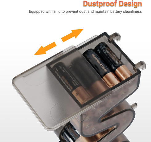 KIWIFOTOS 27 AA Battery Case Holder with Tester, Vertical Battery Organizer Dispenser for Kitchens, Home Offices