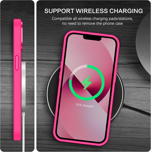 BENTOBEN Hot Pink Magnetic Case for iPhone 13/14 - Slim, Shockproof, Translucent Matte, Compatible with MagSafe.