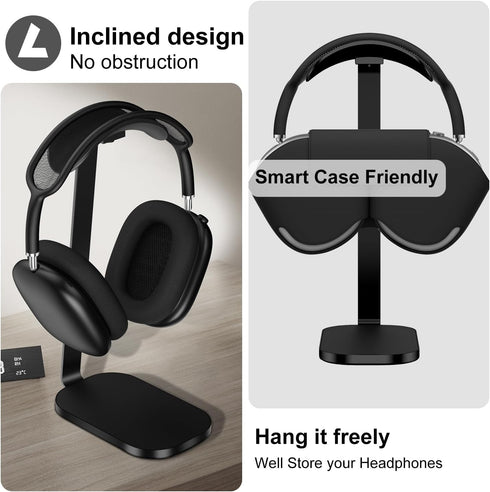 Headphone Stand for AirPods Max, Heavy Base Desk Stand with Aluminum Supporting Rod for All Headphones - Black