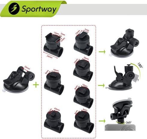 S40 Dash Cam Suction Mount (3rd Gen) with 10pcs 360 Rotating Joints, Compatible with Most Dash Cameras