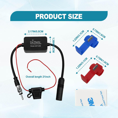 BSAMZO 12V 25 Car Antenna Booster db Antenna Signal Reception Amplifier, Amplify Signal & Reduce Noise AM FM for Car