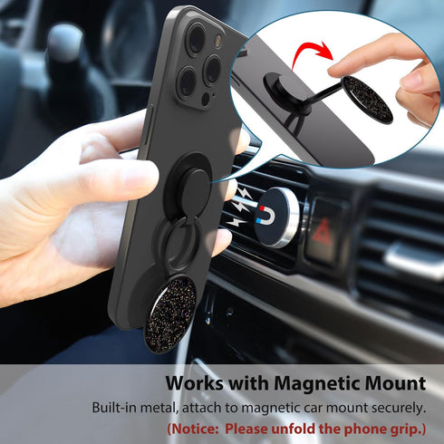 Phone Grip Holder, Adjustable Metal Ring Holder, Kickstand for iPhone, Samsung & Other Phones - Sky Black