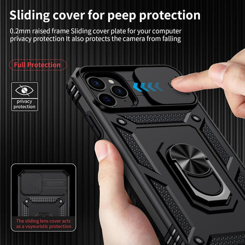 iPhone 11 Pro Max Case with Camera Lens Cover, HD Screen Protector, 10 FT Military Grade Drop Protection, Black