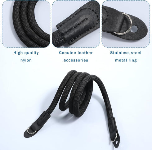 FdcZeyxior 105cm Rope Camera Strap, Camera Neck Strap, Nylon Climbing for Round Hole Interface DSLR SLR Mirrorless
