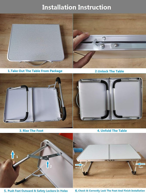 LDesign Foldable Laptop Desk,Folding Laptop Table,Foldable Laptop Stand,Aluminum Ultra Lightweight Bed Tray