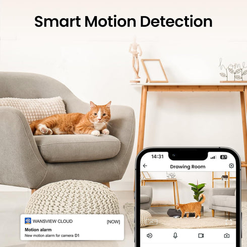 Security Camera Indoor-2K 360° WiFi Cameras for Home Security, Pet/Dog/Baby Camera with Phone app, 2-Way Audio, Night