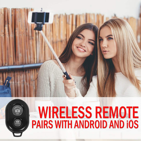 Deco Essentials 33" Telescopic Metal Selfie Stick w/Tripod and Wireless Remote for iOS/Android, Perfect for Travel