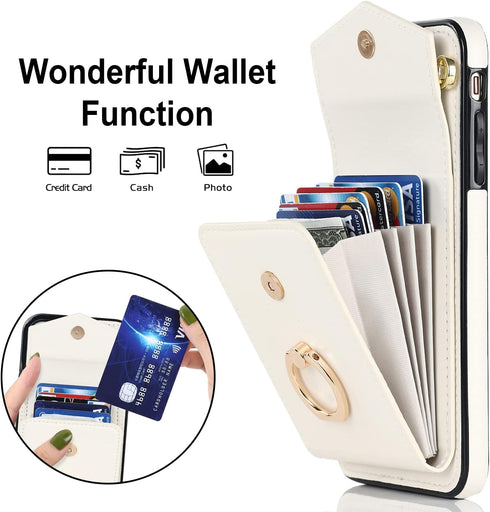 Asuwish Phone Case for iPhone Xs X 10 10s, Wallet Cover with Tempered Glass Screen Protector and RFID Blocking - Off
