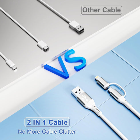 USB C and Lightning Charging Cable 2 in 1, Coiled Fast Charging Cord for Carplay & Android Auto, Multiple Combo