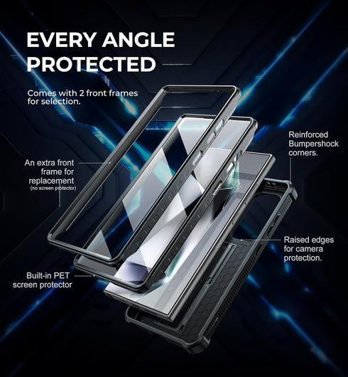 Dexnor for Samsung Galaxy S24 Ultra Case - Shockproof Rugged Case with Built-in Slide Camera Cover & Screen Protector