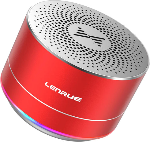 LENRUE A2 Portable Wireless Bluetooth Speaker with Lights and Lanyard, Mini Metal Speakers for Home Outdoor