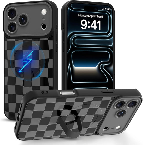 Jefonha Magnetic for iPhone 17 Pro Max Case with Finger Strap Stand, Compatible