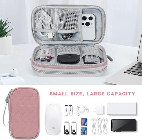 FYY Electronic Organizer, Portable Travel Cable Organizer Bag Pouch, Waterproof Double Layers All-in-One Storage for
