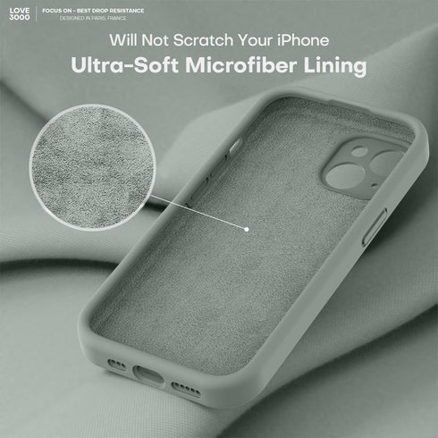 LOVE 3000 Calke Green iPhone 14 Case, Premium Silicone with Soft Anti-Scratch Microfiber Lining Shockproof