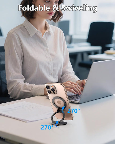 MAGDIGITEH 1/4" 17/16/15/14/13/12 Dual Magnetic Phone Ring Holder for MagSafe, Compatible with Magnet Gym Golf, Car