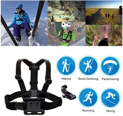 Adjustable Chest Harness Mount Strap with J Hook for Gopro Hero 12 11 10 9 8 7 /AKASO/Dragon Touch/Vemont/Remali