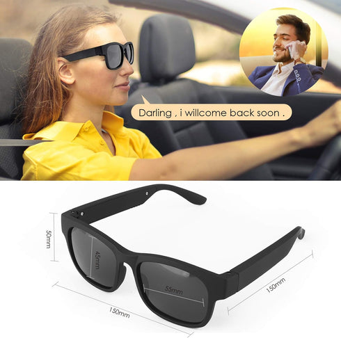 Smart Glasses Wireless Bluetooth Sunglasses with Open Ear Music & Hands-Free Calling for Men & Women