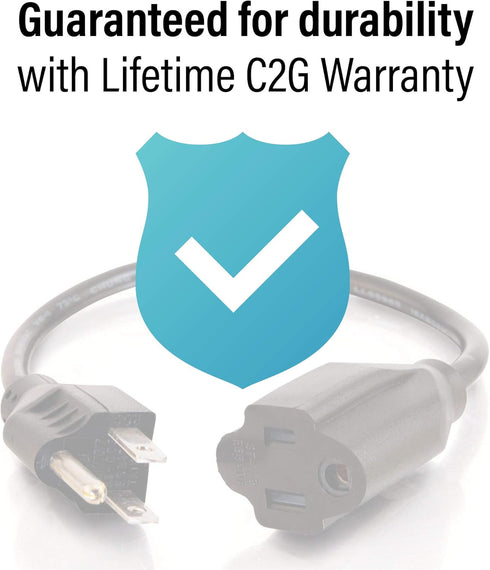 C2G 1FT Premium Universal Extension Cord for TV, Computer, Monitor & More