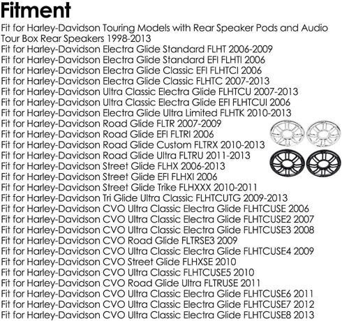 MACHSWON Chrome Motorcycle 6" Speaker Grill Accent Trim Cover, Compatible with Harley Touring Electra Glide 1998-2013