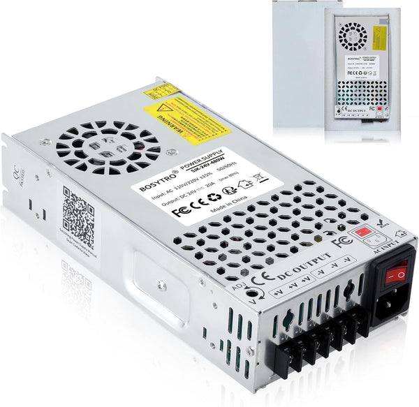 BOSYTRO Upgraded Output Port 24V 20A 480W DC Switching Power Supply, Universal Transformers