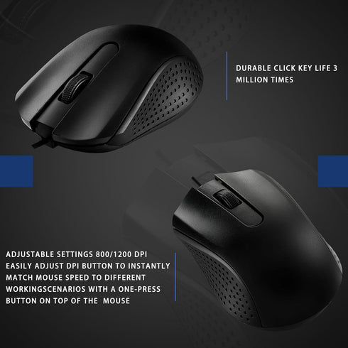 Hoteam Wired Computer Mouse Bulk, 12 Pcs Ergonomic USB Mice for PCs, Laptops, Gaming Office Supplies (Black)