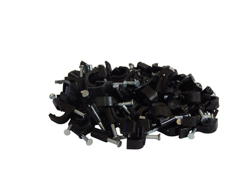 100 Pack Black RG6 Cable Clips, 8mm