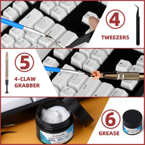 RUNJRX Keyboard Lube Kit GPL 205G0 0.53oz/15g for Mechanical Keyboard Lube, Switch Opener, Keyboard Tools