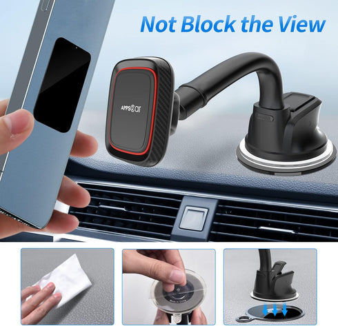 APPS2Car Magnetic Car Phone Holder Mount with 6 Strong Magnets for Most Smartphones & Mini Tablets