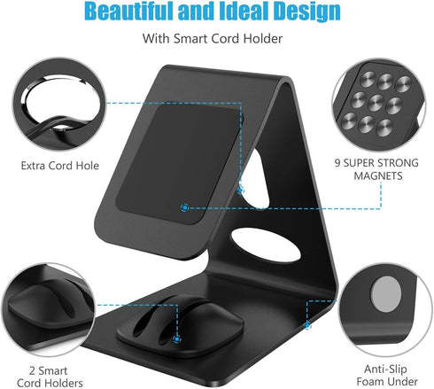 WixGear Cell Magnetic Phone Stand, Premium Holder for iPhones, Android Smartphones & Mini Tablets with Smart Cord Holder