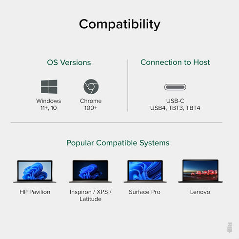 Plugable USB C to HDMI Adapter for Dual Monitors 4K 60Hz, Compatible with Windows, Chromebook, USB4 Laptops