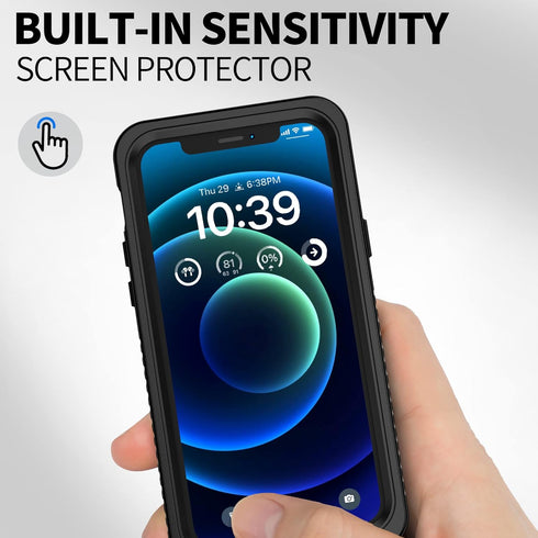 BEASTEK iPhone 12 Waterproof Case, FSN Series IP68 Magnetic Shockproof with Built-in Screen Protector, 6.1 inch (Black)
