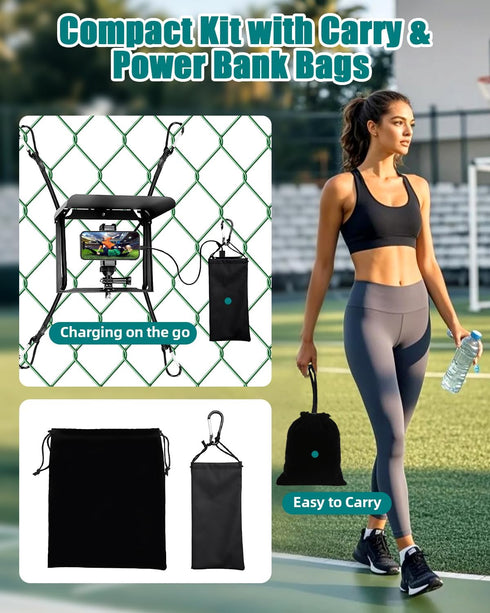 UBeesize Cell Phone Fence Mount with Foldable Shade, Game Changer Mounting Kit for iPhone, GoPro, Mevo Start, Tool-Free