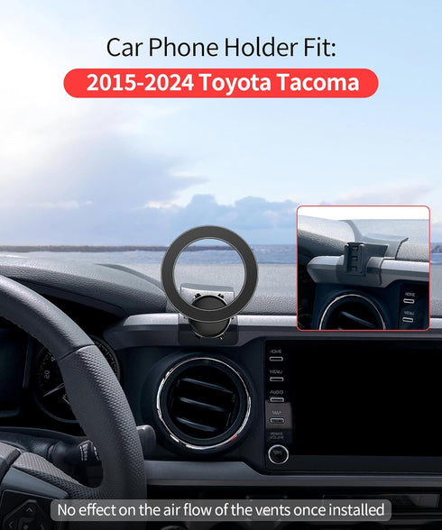 MaserWeller 2015-2024 360 Car Phone Holder for Toyota Tacoma Accessories, Rotation Phone Mount Compatible with MagSafe