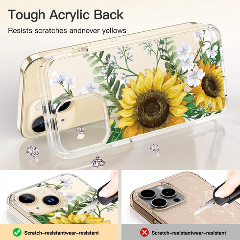 ICEDIO iPhone 13 Case with Screen Protector, Slim Fit Crystal Clear Cover with Fashionable Designs for Women